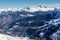 Courchevel view Mont Blanc massif background sunset with snowy mountain landscape France alpes