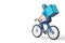 Courier bicycle delivery man with parcel box on the back, 3d rendering