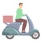 Courier bike icon cartoon vector. Delivery man