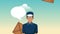 Courier with blank speech bubbles HD animation