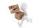 Courier delivering a parcel. 3D illustration. Isolated