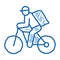 Courier Delivery by Bicycle doodle icon hand drawn illustration