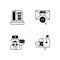 Courier delivery black linear icons set