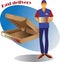 Courier delivery of goods and square packing. Vector image