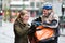 Courier Delivery Man Showing Digital Tablet To