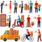 Courier , Delivery, Parcel man delivering product to home