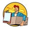 Courier. Delivery of parcels and mail. Postman.