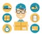 Courier flat character and delivery flat illustration icons.