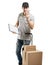 Courier hand truck boxes and packages