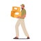 Courier Male Character Wear Uniform and Cap Carry Carton Boxes Isolated on White Background. Delivery Man with Parcels