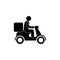 Courier rides a moped icon, isolated pictogram man rides, food delivery sign