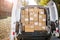 Courier van full of parcels and boxes