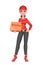 Courier woman holding pizza box