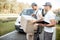 Couriers delivering parcels by car