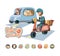 Couriers delivery service characters icon vector ilustration