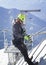 COURMAYEUR, ITALY - JULY 29, 2016:Young eager climber practicing before going up to Mount Blanc