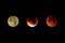 The course of the lunar eclipse, a collage of photos.