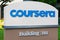 Coursera sign at Silicon Valley headquarters of an online education startup company offering massive open online courses,