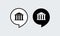 Court, Museum, Bank, University house building icon, logo. classic Greek columns, vector illustration