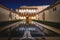 Court of the Myrtles in Comares Palace at Nasrid Palaces of Alhambra at night - Granada, Andalusia, Spain