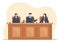 Court Room with Lawyer, Jury Trial, Witness or Judges and the Wooden Judge`s Hammer in Flat Cartoon Design Illustration