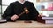 Court session female judge pronounces sentence and strikes with gavel