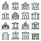 Courthouse icons set, outline style