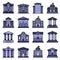 Courthouse icons set vector flat