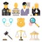 Courthouse Law Icons Set Justice Symbol Concept on