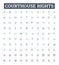 Courthouse rights vector line icons set. Lawyer, Garnishment, Due, Process, Courtroom, Liability, Equity illustration