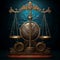 Courtroom Symbolism: Legal Scale Signifying Justice, Equality, and Fairness, Generative Ai