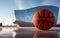 Courtside Dreams Big Modern Basketball Hoop and Ball. Generative AI