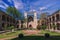 courtyard of ancient Uzbek Kukeldash Madrasah in Tashkent in Uzbekistan. Old medieval Islamic madrasa in summer