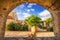 The courtyard of Arkadi Monastery Moni Arkadhiou on Crete island