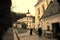 The courtyard and the buildings of the Orthodox monastery, where nuns pass, are surrounded by a forest belt.