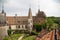 Courtyard of Chateau De La Rochepot from above