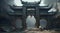 the courtyard of a chinese temple with several stone columns and a wooden archway