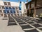 Courtyard decorated with shadows, in a square in the neighborhood of Miraflores, in front of the Museum of Visual Arts (MAVI), on