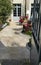 Courtyard entrance to restaurant in Chinon France