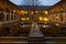 The courtyard of the Great Caravansary was raining January evening. Sheki, Azerbaijan