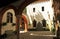 Courtyard of the House Palace of Guardiola located in the famous square Gate of Jerez Puerta de Jerez in downtown Seville