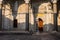 The courtyard of Istanbul`s historic Ottoman Nuruosmaniye  Mosque in Istanbul. Turkey