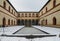 Courtyard and lap pool at Milan`s Castello Sforzesco, Lombardy,