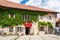 The courtyard and main building of Bled medieval castle in Slovenia