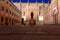 Courtyard of major schools, with the statue of Fray Luis de Leon and the faÃ§ade of the old University of Salamanca