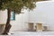 Courtyard with marble seating on Tin