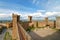 Courtyard of Montalcino Fortress in Val d`Orcia, Tuscany, Italy