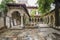 Courtyard of museum dwelling in the center of Bucharest with peristyle