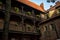 Courtyard of old prison jail, now restaurant, in Wroclaw, before called Breslau, Poland in sunny summer evening. Popular tourism