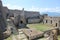 Courtyard of ruined medieval byzantine Patras fortress, Greece